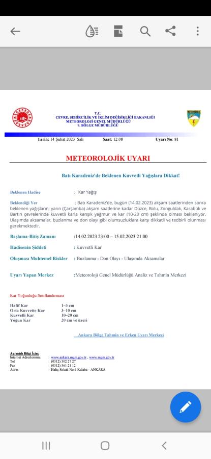 METEOROLOJİ UYARDI.
