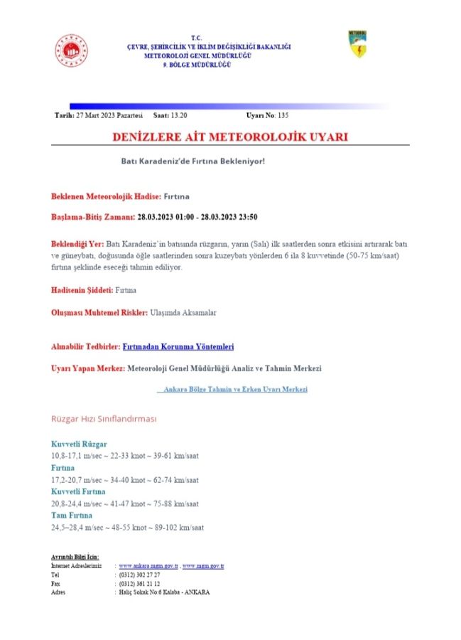 ZİRAİ METEOROLOJİK UYARI