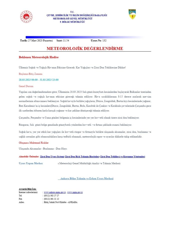 METEOROLOJİK DEĞERLENDİRME