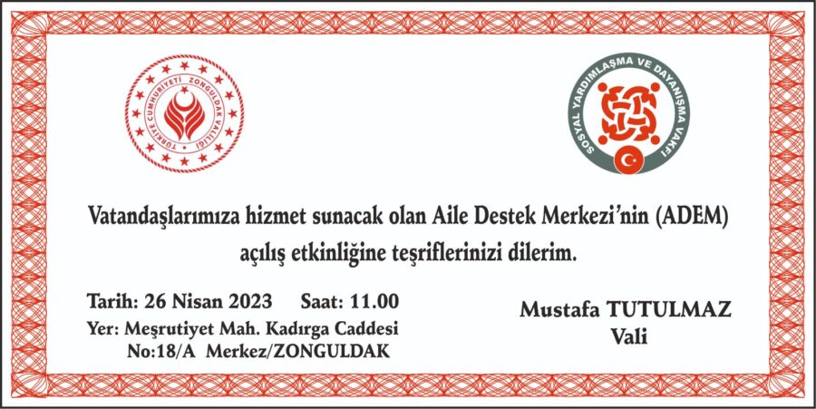 ADEM AÇILIŞINA DAVET!