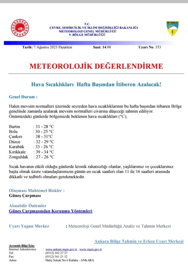 METEOROLOJİK DEĞERLENDİRME