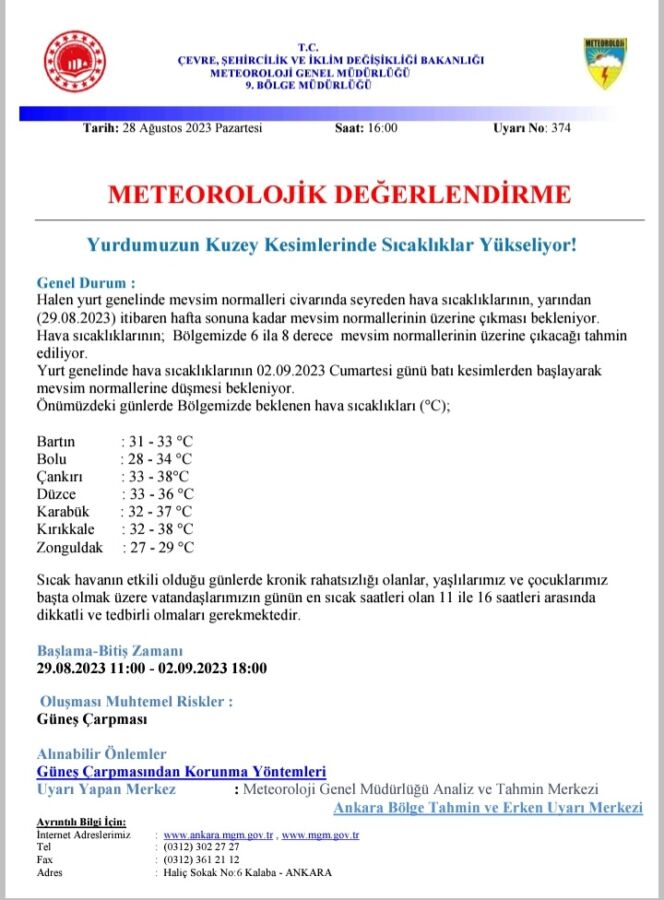 METEOROLOJİK DEĞERLENDİRME